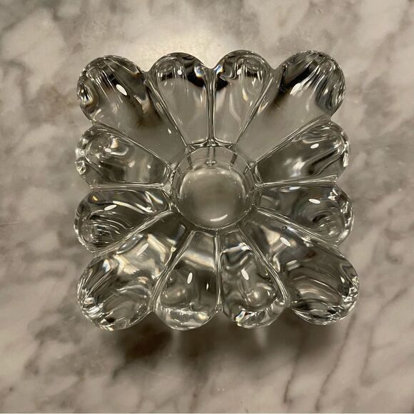 Vintage Heisey Glass Clear Crystolite Square Flower Candlesticks - Picture 5 of 5